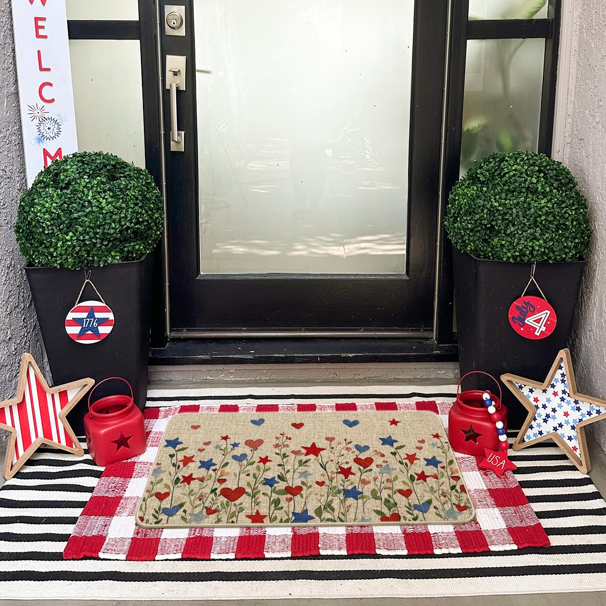Artoid Mode Memorial Day outdoor mat stands up to high foot traffic.