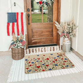 Artoid Mode patriotic door mat for front porch or deck, ideal for seasonal decor.