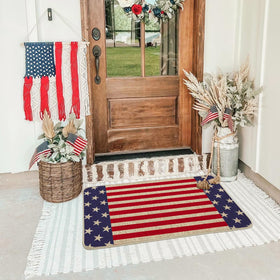 Artoid Mode patriotic doormat for indoor outdoor use with durable non-slip backing