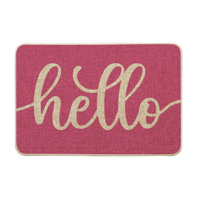 Artoid Mode pink hello spring doormat with vibrant seasonal design for welcoming guests indoors or outdoors