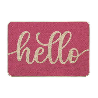 Artoid Mode pink hello spring doormat with vibrant seasonal design for welcoming guests indoors or outdoors