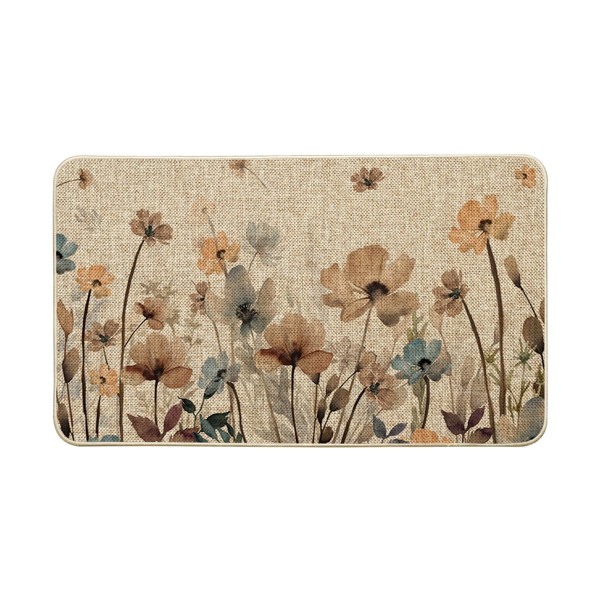 Artoid Mode Poppy Floral Leaves doormat welcomes guests and helps keep dirt outside.
