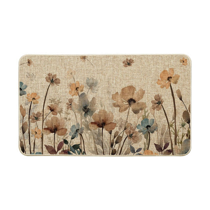 Artoid Mode Poppy Floral Leaves doormat welcomes guests and helps keep dirt outside.