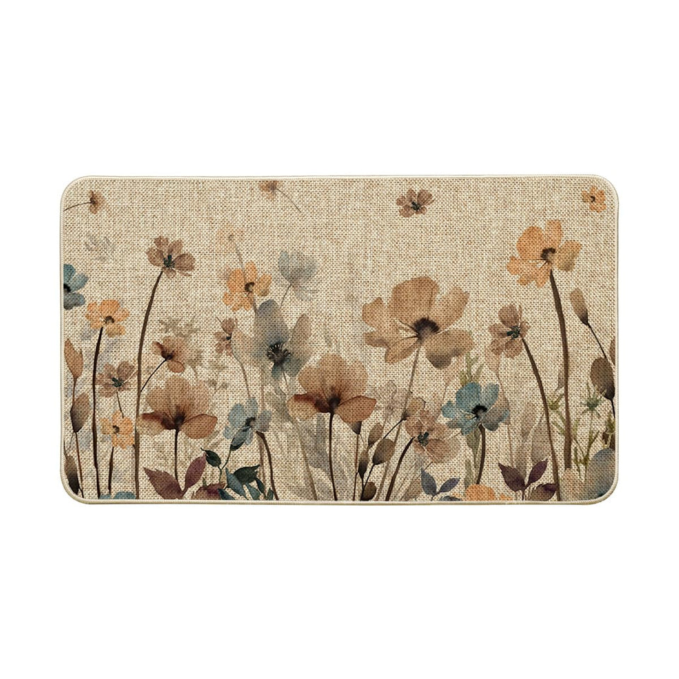 Artoid Mode Poppy Floral Leaves doormat welcomes guests and helps keep dirt outside.