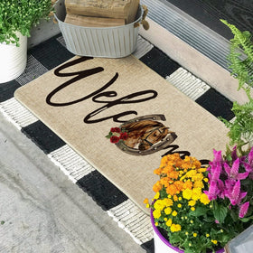 Artoid Mode porch entry mat highlights derby design for indoor and outdoor use.