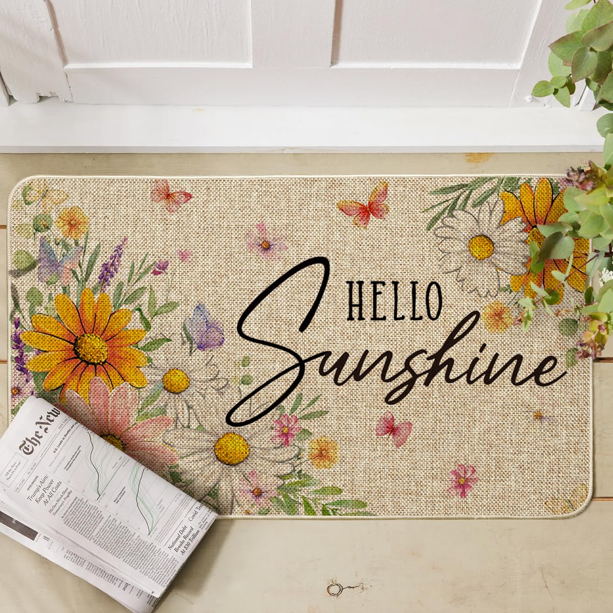 Artoid Mode floral doormat features non-slip backing for safe outdoor decking and entryways.