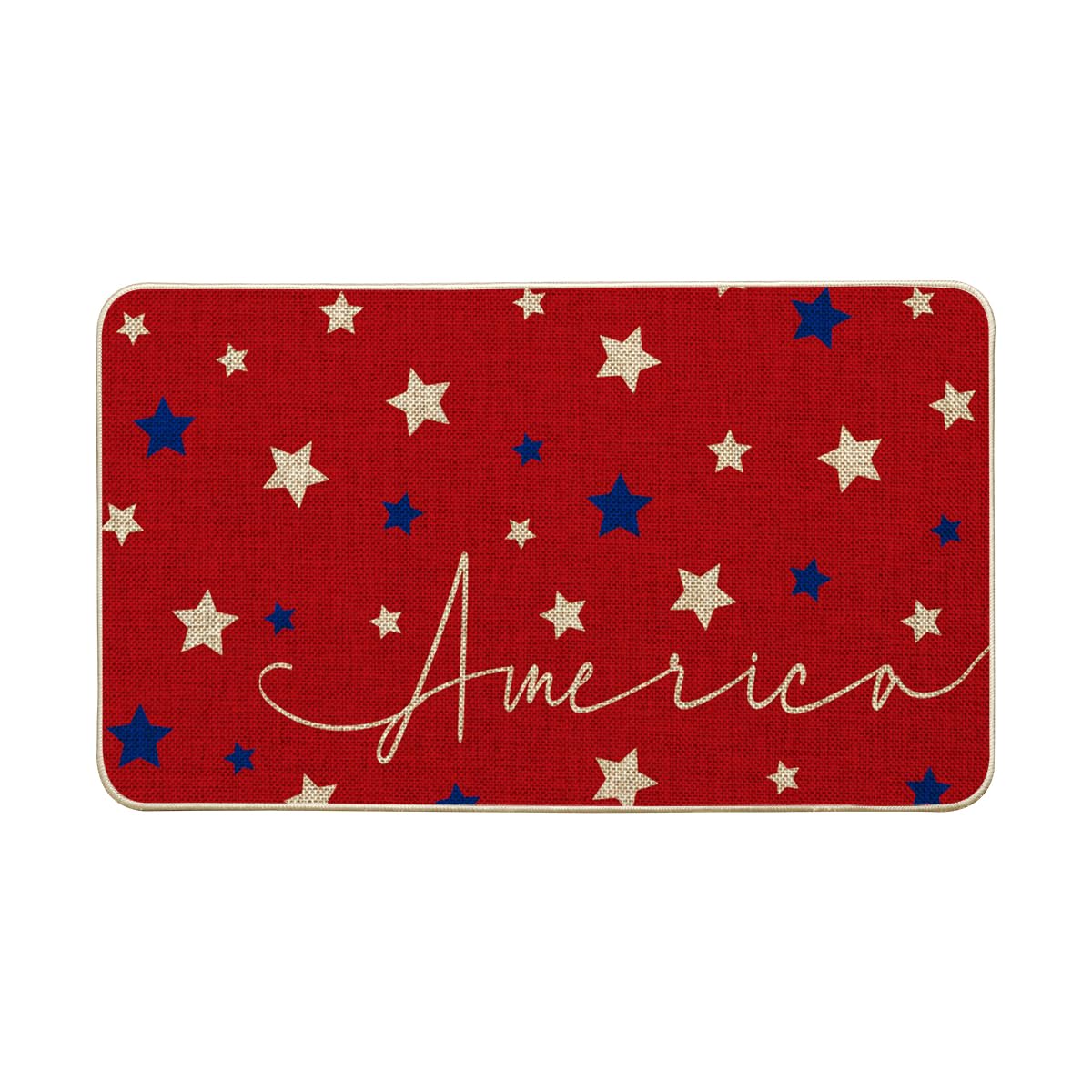 Artoid Mode Red Stars doormat front view for festive curb appeal.