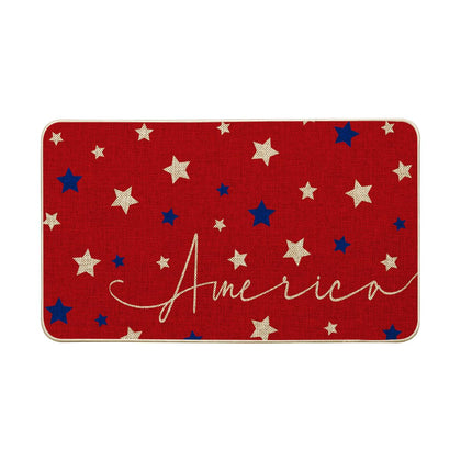 Artoid Mode Red Stars doormat front view for festive curb appeal.