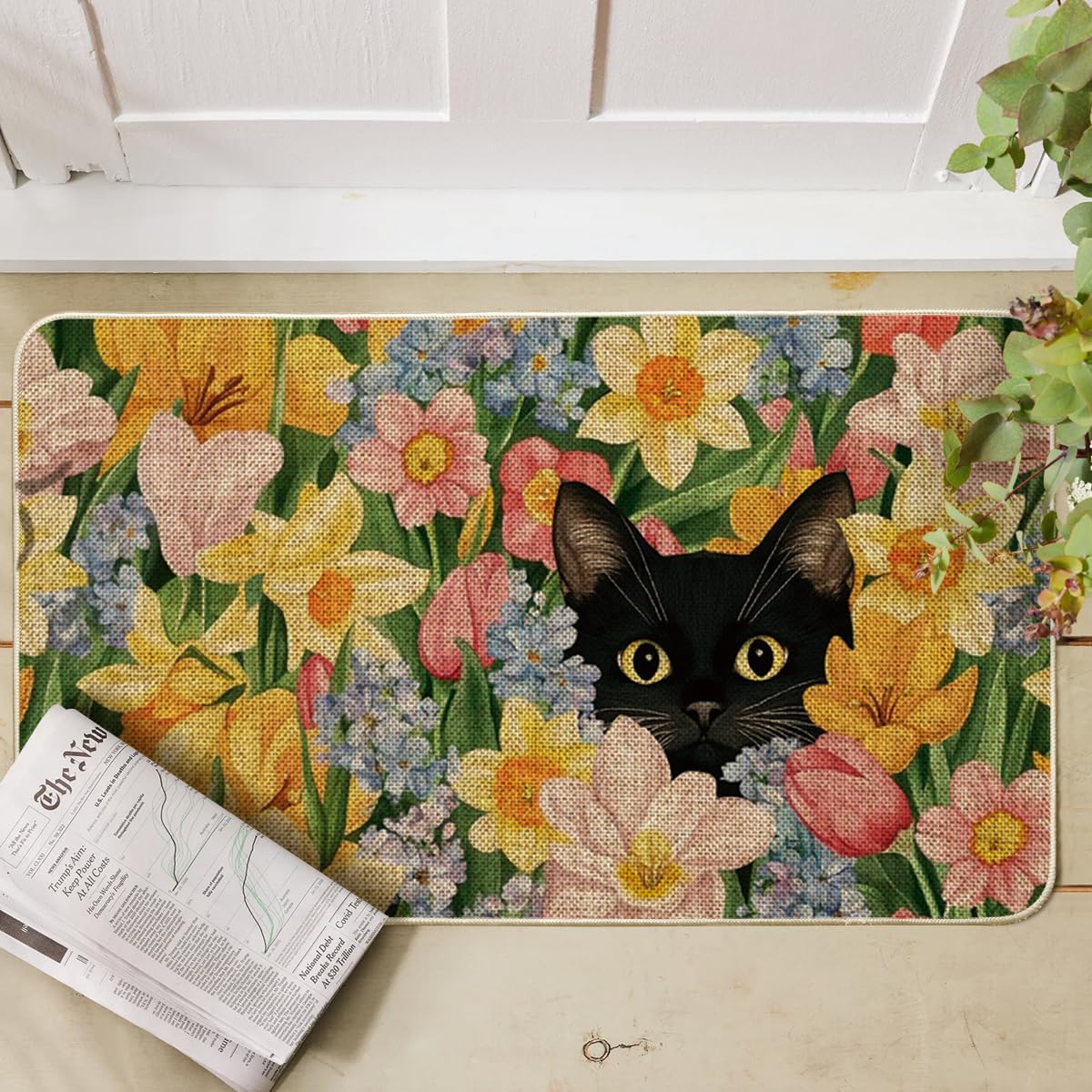 Artoid Mode spring-pattern entryway doormat brightens foyers and welcomes visitors.