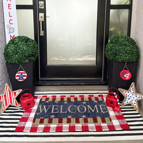 Artoid Mode stripes stars welcome doormat color palette complements entryways and patios