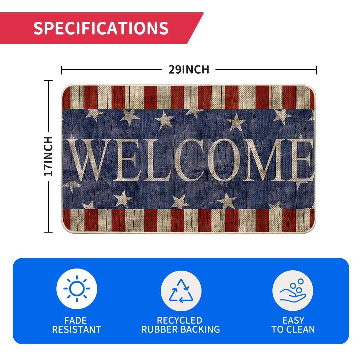 Artoid Mode stripes stars welcome doormat entryway setup ready for outdoor use and seasonal flair