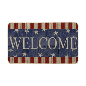 Artoid Mode stripes stars welcome doormat front view boosts curb appeal and warm welcomes