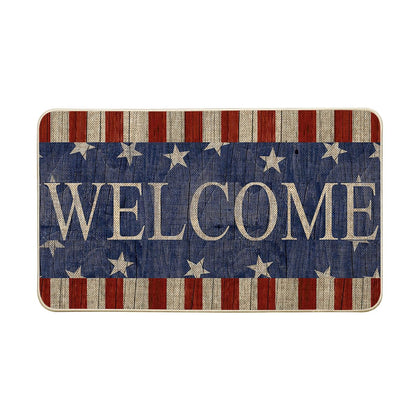Artoid Mode stripes stars welcome doormat front view boosts curb appeal and warm welcomes