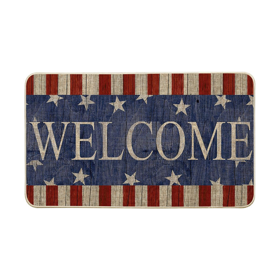 Artoid Mode stripes stars welcome doormat front view boosts curb appeal and warm welcomes