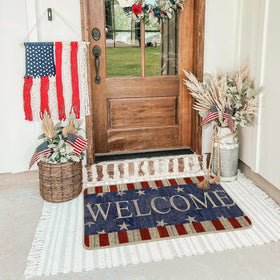 Artoid Mode stripes stars welcome doormat outdoor indoor use proves versatile seasonal decor