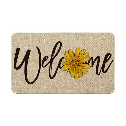 Artoid Mode sunflower welcome doormat front view enhances entryway decor