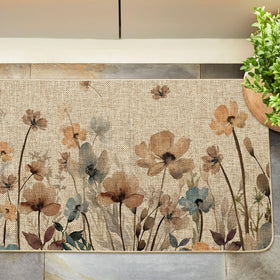Artoid Mode Poppy Floral Leaves doormat offers a welcoming touch for guests.