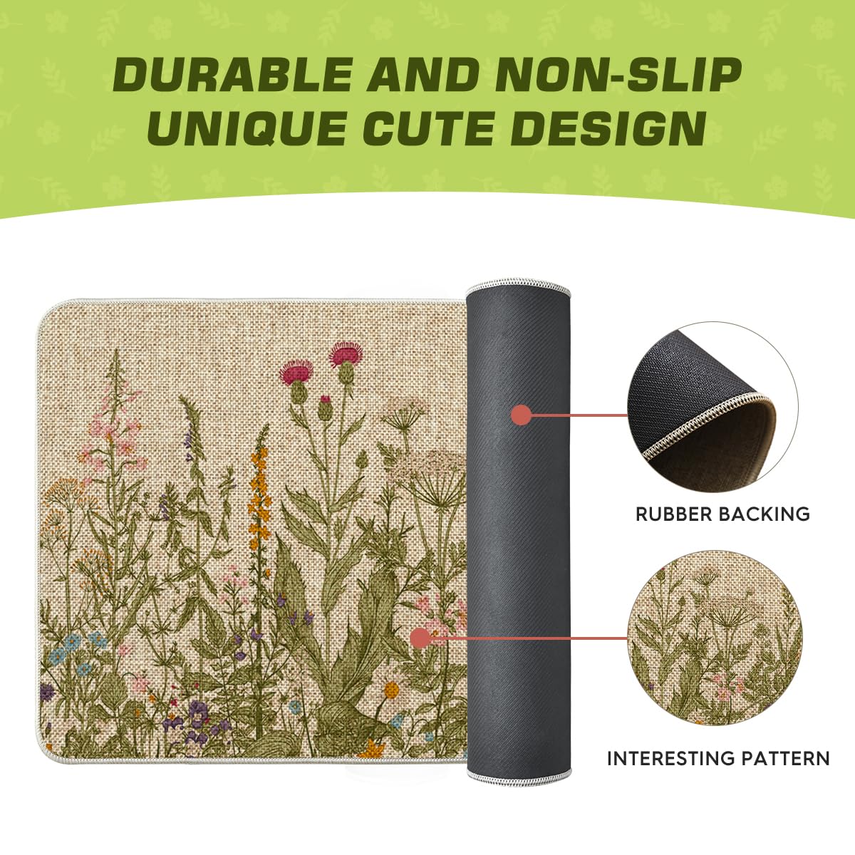 Printed floral top surface with unique pattern for welcoming entryways