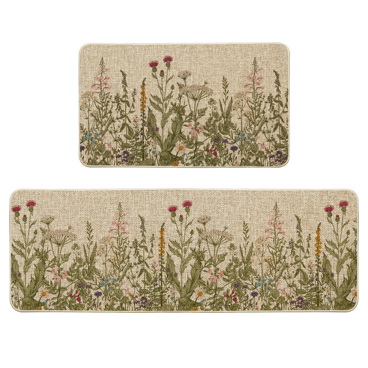 Artoid Mode Wildflower kitchen mat 17x29 showcases vibrant pattern for stylish entryways.