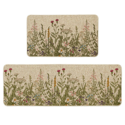 Artoid Mode Wildflower kitchen mat 17x29 showcases vibrant pattern for stylish entryways.