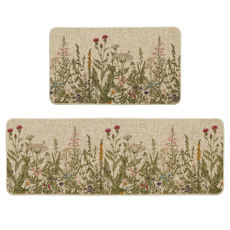 Artoid Mode Wildflower kitchen mat 17x29 showcases vibrant pattern for stylish entryways.