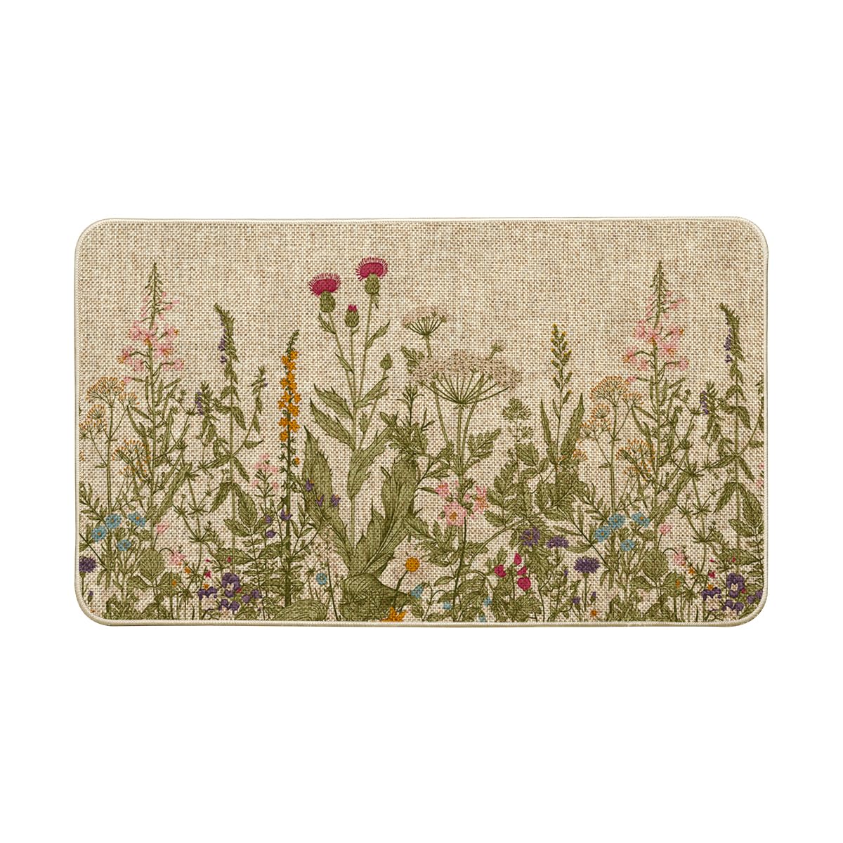 Artoid Mode Wildflower Spring Floral Doormat, non-slip backing for secure indoor-outdoor use