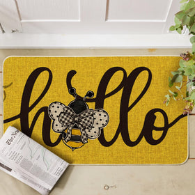 Artoid Mode Hello Bee mat in doorway scene for welcoming decor