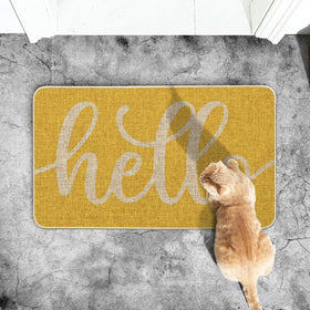 Artoid Mode Yellow Hello Spring doormat indoor doorway setup adds color to entry
