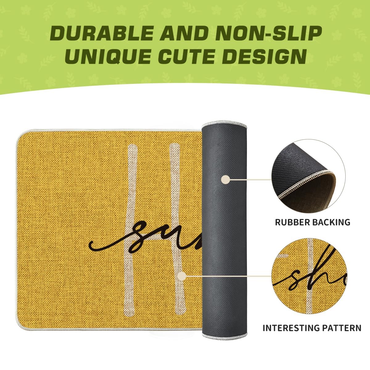 Artoid Mode Hello Sunshine mat measures 17x47 inches with a slim 0.25-inch profile.