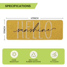 Artoid Mode Hello Sunshine mat cleans quickly with hose or sponge and mild detergent.
