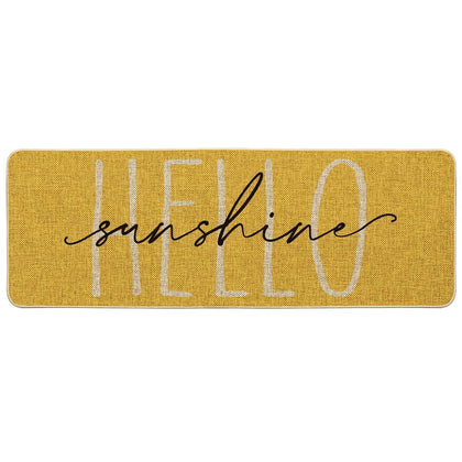 Artoid Mode Hello Sunshine doormat greets guests at the entry with sunny design for indoor-outdoor use.