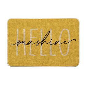 Artoid Mode Yellow Hello Sunshine doormat, front view, inviting entryways with seasonal charm and durability.