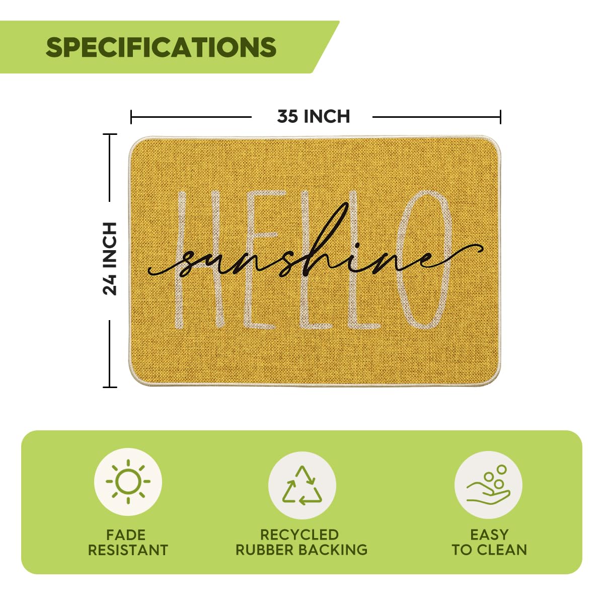 Artoid Mode Yellow Hello Sunshine doormat, entryway decor, complements seasonal home aesthetics.