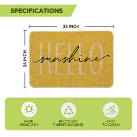 Artoid Mode Yellow Hello Sunshine doormat, entryway decor, complements seasonal home aesthetics.