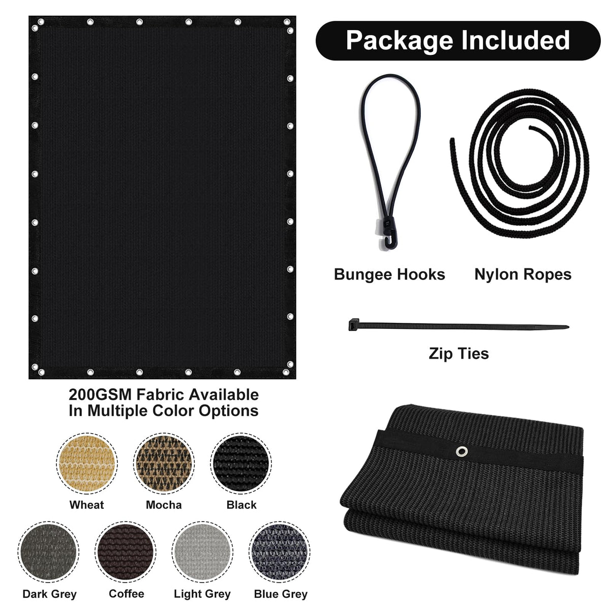 Artpuch easy-install shade cloth with included fasteners