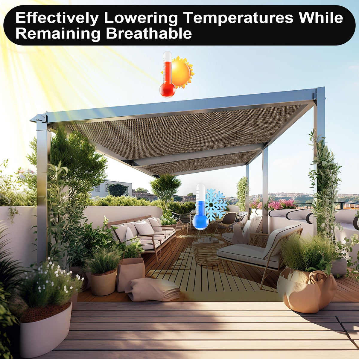 Artpuch easy-install shade cloth for gazebo and carport installations.
