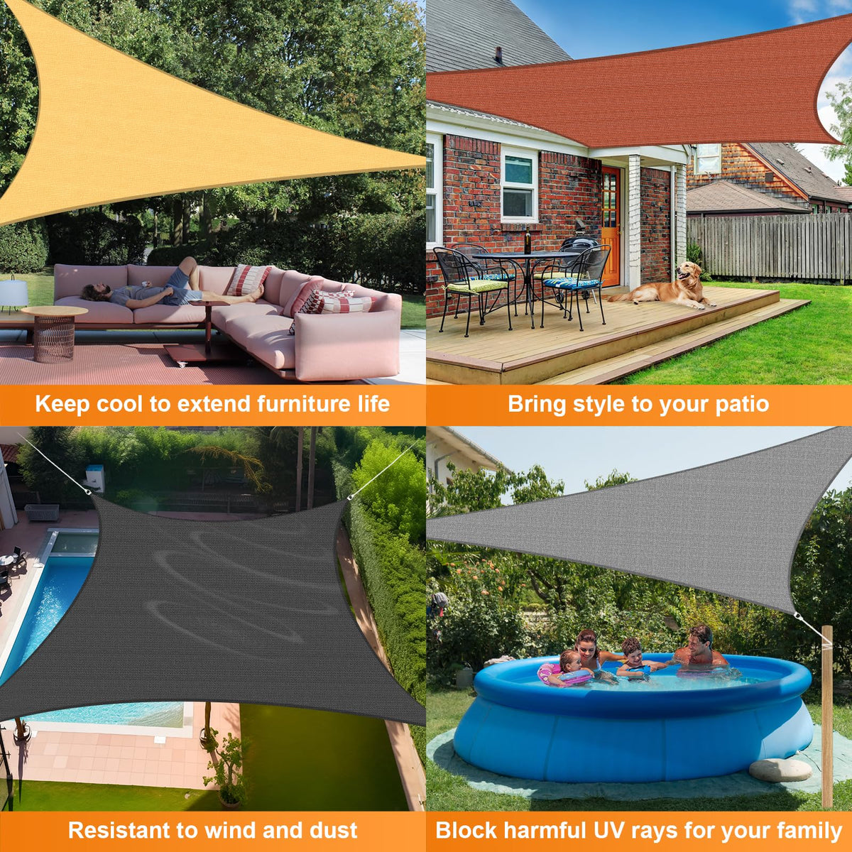 Artpuch curved-edge shade sail design on a deck adds shade and style.
