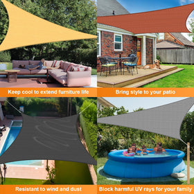 Artpuch curved-edge shade sail design on a deck adds shade and style.