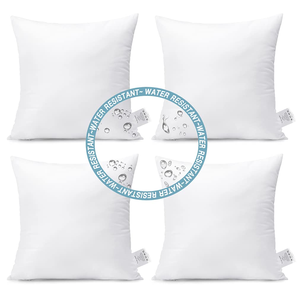 Artscope 18x18 outdoor pillow inserts 6-pack, plush and water-resistant for patio seating.