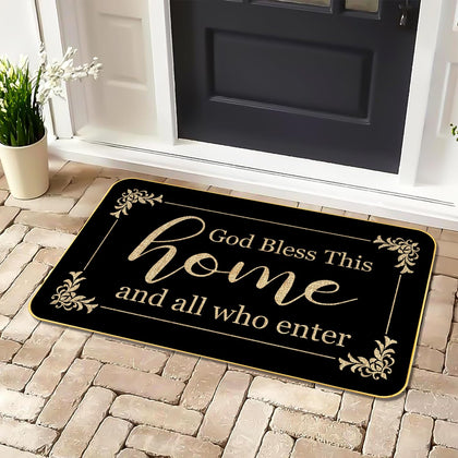 ARTUFAN God Bless This Home welcome mat for warm entryway greetings