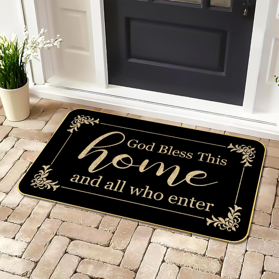 ARTUFAN God Bless This Home welcome mat for warm entryway greetings