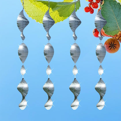 ArvezVoy 3D stainless steel bird reflectors for outdoor patio deter birds with bright flashes.