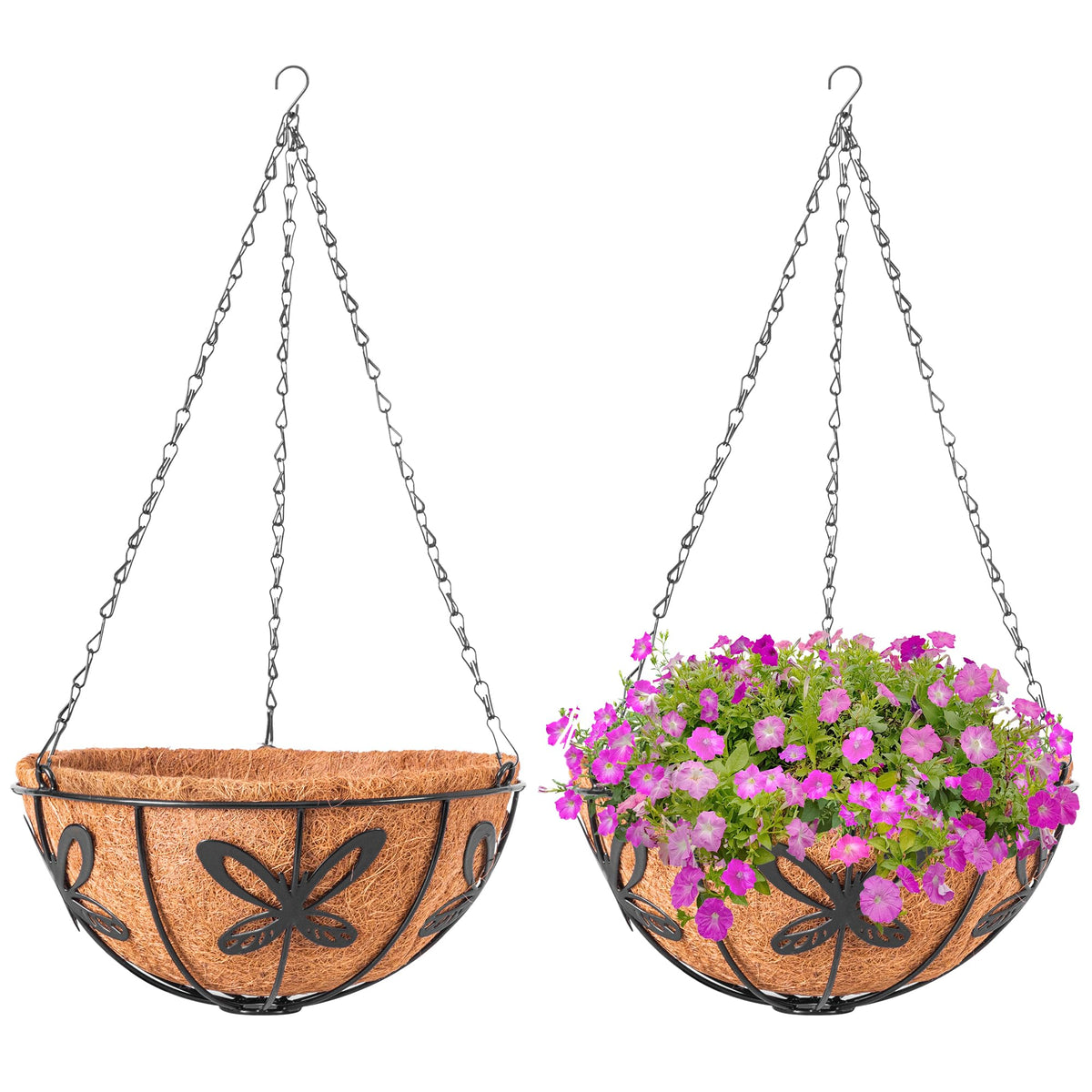ARVINKEY butterfly-pattern 12-inch planter basket for balcony displays