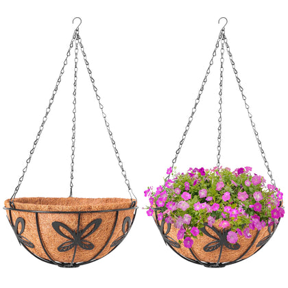 ARVINKEY butterfly-pattern 12-inch planter basket for balcony displays