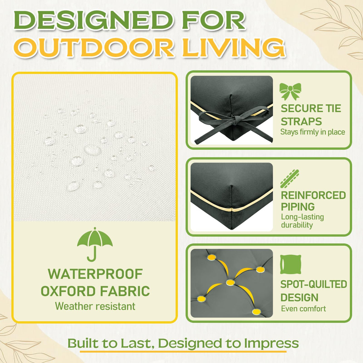 AS AWESLING gray cushion adds durable comfort to outdoor furniture.