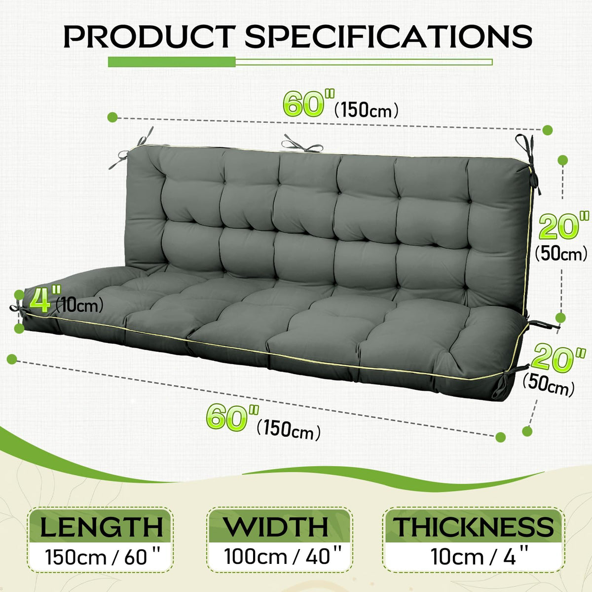 AS AWESLING 2-3 seat swing cushion fits standard patio chairs.