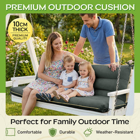 AS AWESLING outdoor swing cushion gray backrest detail showing secure fit straps