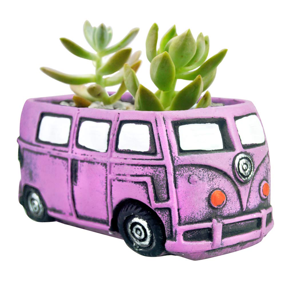 Ascrafter cute succulent pot in purple bus finish adds playful desk decor