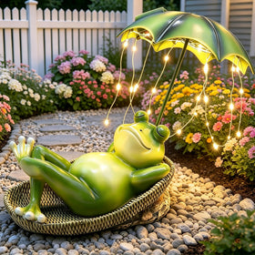 ASDFG Christmas garden frog statue adds whimsy to outdoor spaces.