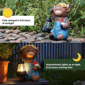 ASDFG Outdoor cow figurine enhances yard, porch, pond, and patio lighting